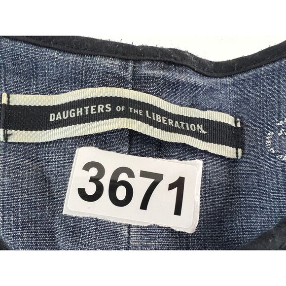 Daughters of the Liberation Two Tone Denim Peplum Jacket Black Trim Women's 2 - Picture 12 of 12